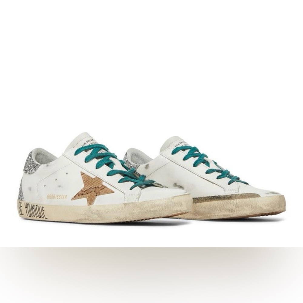 Golden Goose White and Brown Star Sneakers